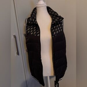 Ralph Lauren Navy Reversible Puffer Vest with Leopard Print